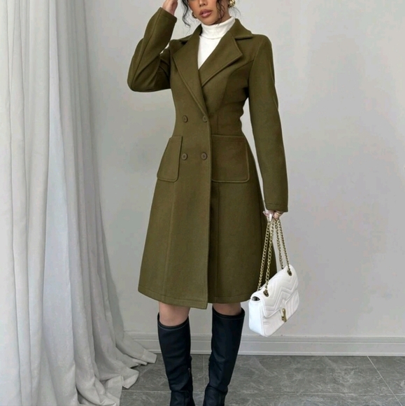 Autumn/Winter Casual Solid Color Double-Breasted Jacket - Picture 1 of 5